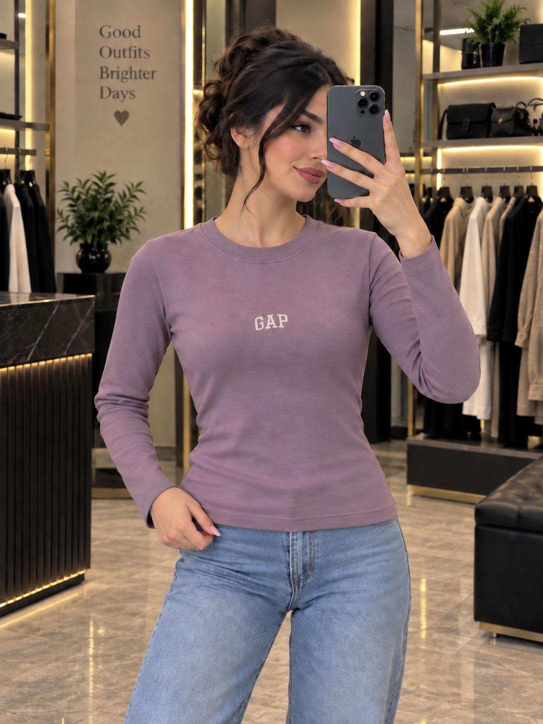 بلوز یقه گرد گلدوزی GAP